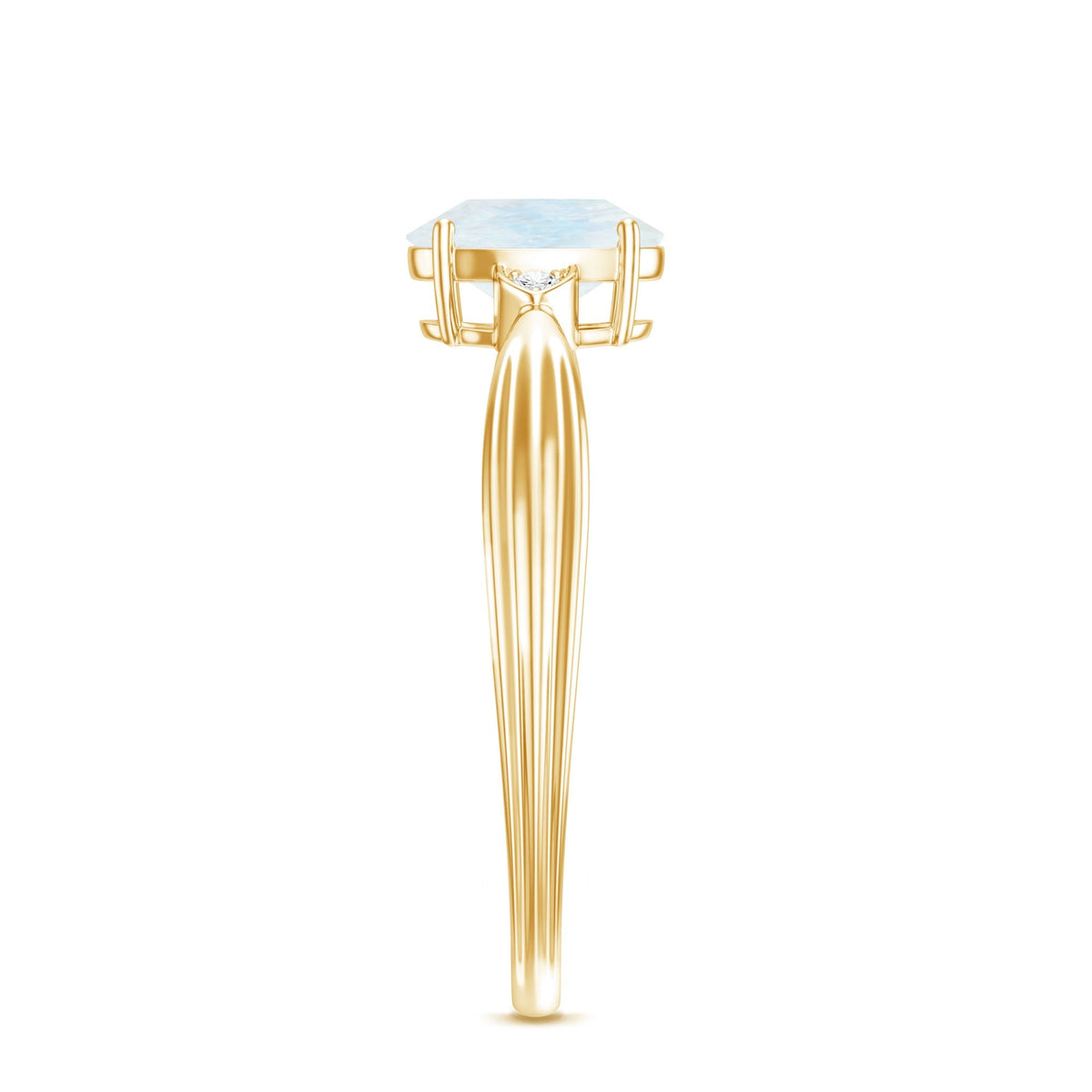 Moonstone Solitaire Ring – Oval Cut AAA Quality Diamond Engagement Band