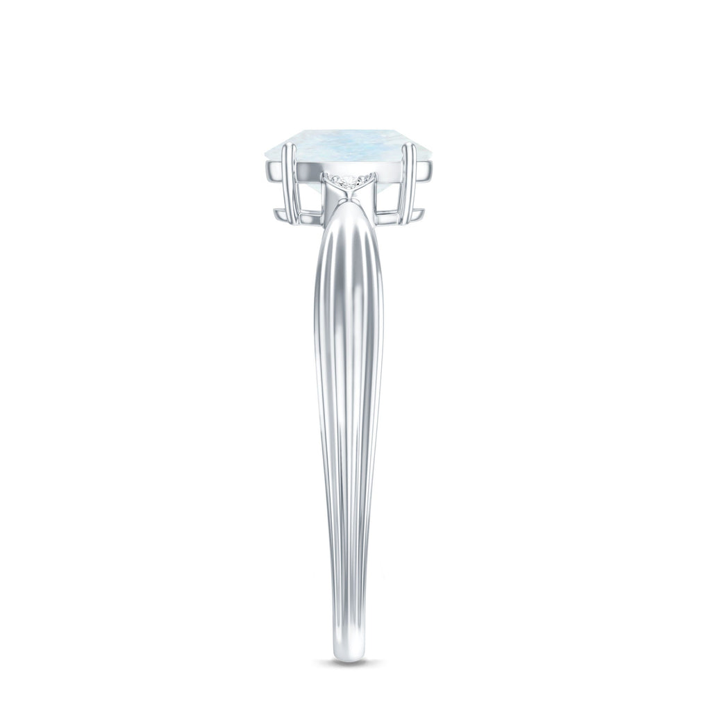 Moonstone Solitaire Ring – Oval Cut AAA Quality Diamond Engagement Band