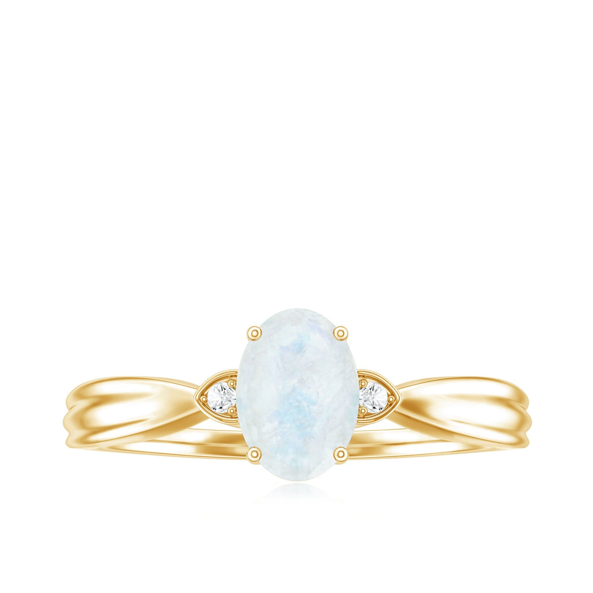 Moonstone Solitaire Ring – Oval Cut AAA Quality Diamond Engagement Band
