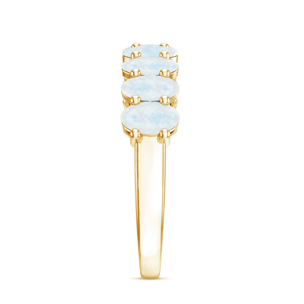 Moonstone Wedding Band – Oval Half Eternity Ring With Light Blue Gemstones