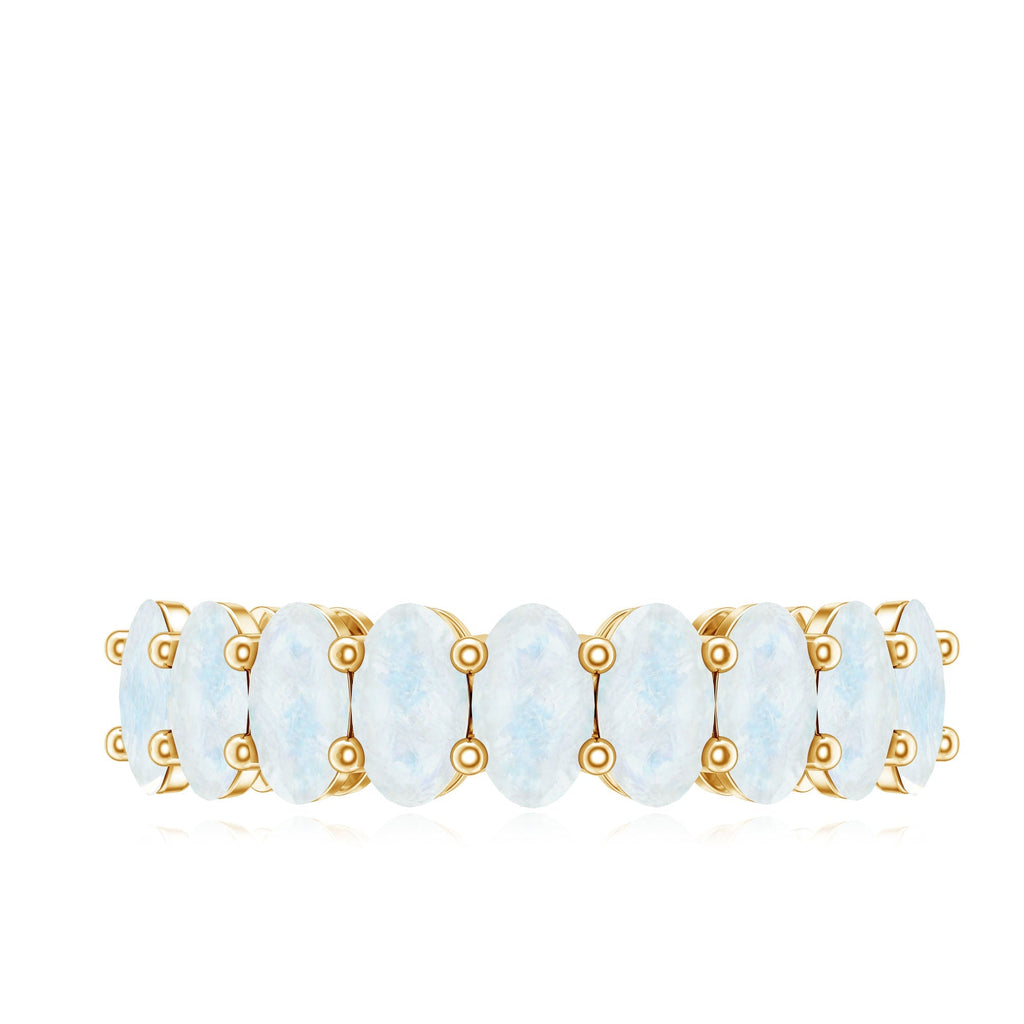 Moonstone Wedding Band – Oval Half Eternity Ring With Light Blue Gemstones
