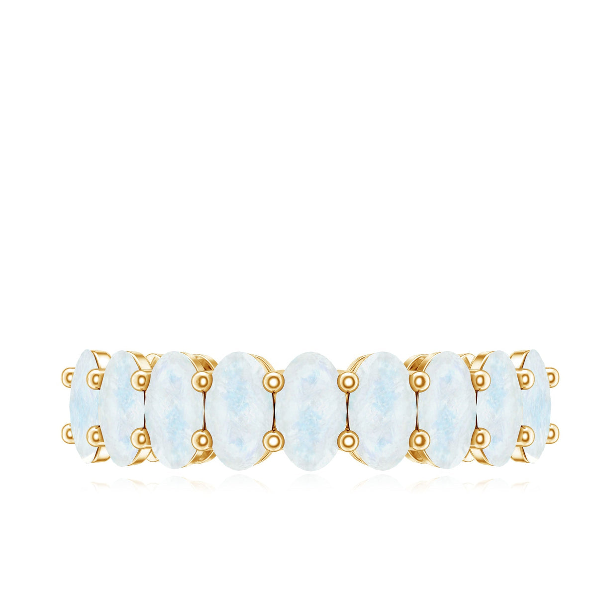 Moonstone Wedding Band – Oval Half Eternity Ring With Light Blue Gemstones