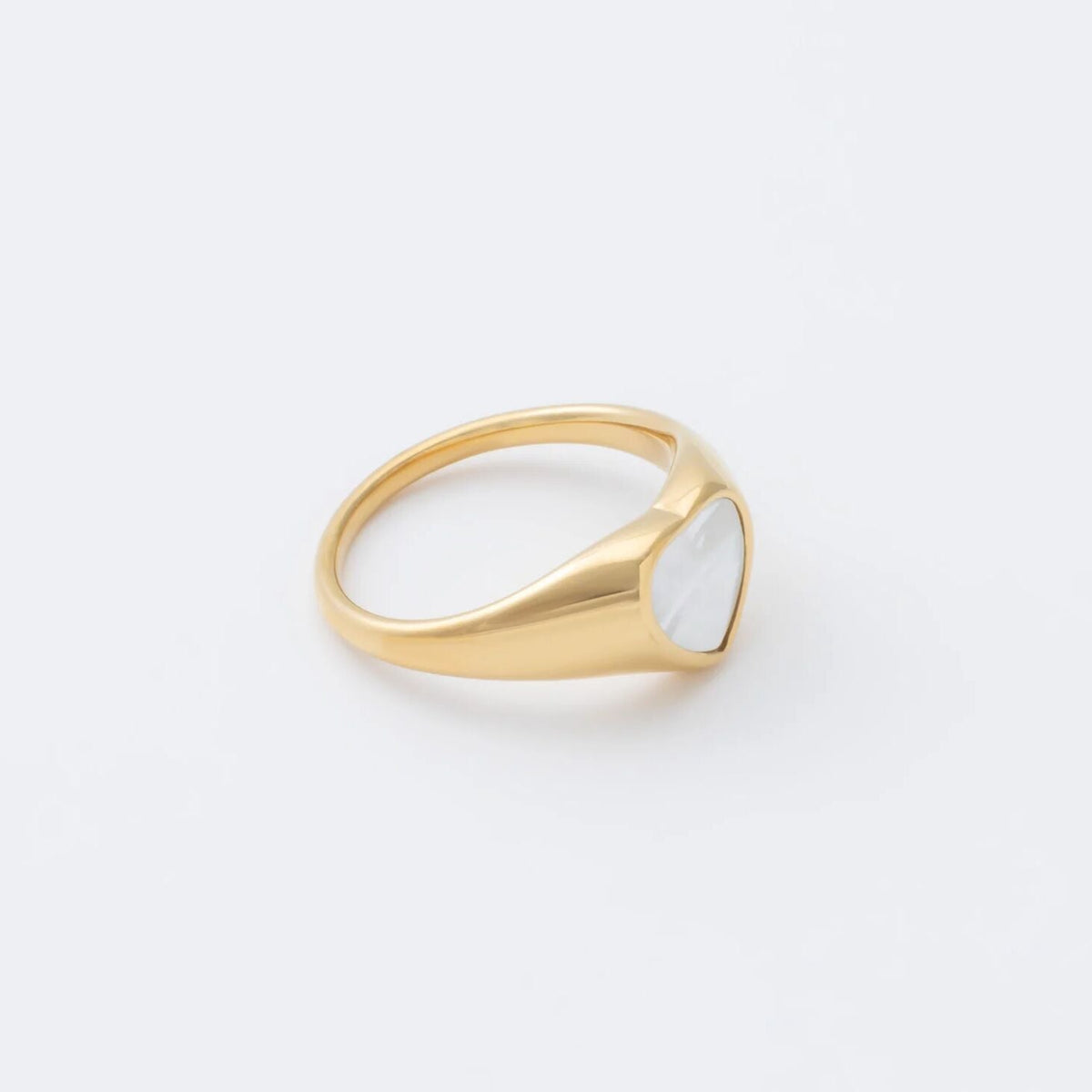 18K Gold PVD Stainless Steel MOP Signet Ring- gold studio