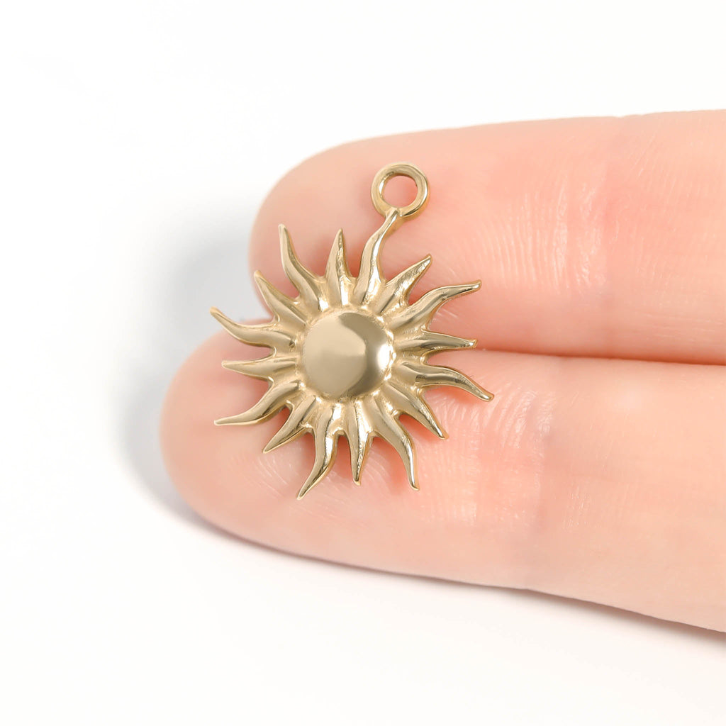 Mystic Sun Charm – 18K Gold Stainless Steel Waterproof Hypoallergenic Jewelry - charm | Sunflower Soul Boutique
