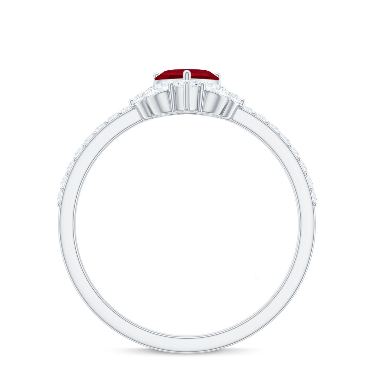 Natural 0.6 Carat Ruby Heart Promise Ring with Diamond for Women