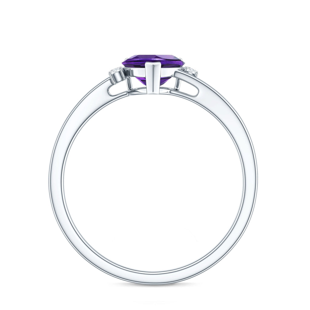 Natural 0.9 Carat Amethyst Heart Engagement Ring with Moissanite