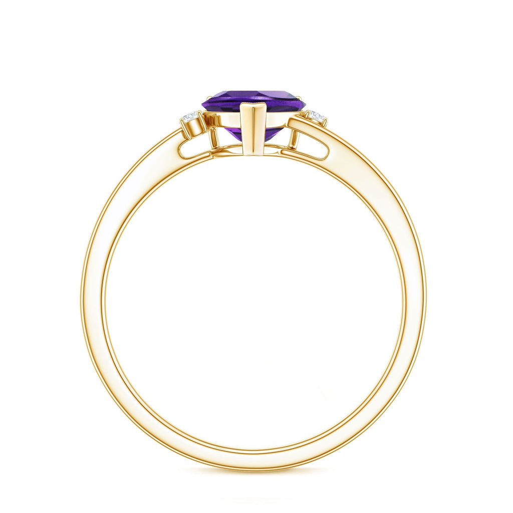 Natural 0.9 Carat Amethyst Heart Engagement Ring with Moissanite