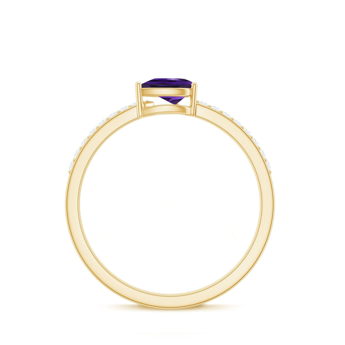 Natural 1 Carat Pear Shaped Amethyst Engagement Ring with Diamond