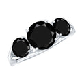 Natural 1.5 Carat Black Spinel 3 Stone Engagement Ring for Women