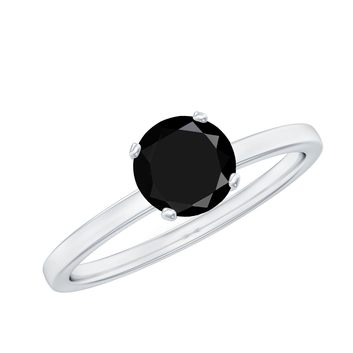 Natural 2 Carat Black Onyx Engagement Ring For Women