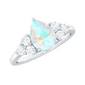 Natural 2 Carat Ethiopian Opal Pear Shaped Engagement Ring with Diamond Trio