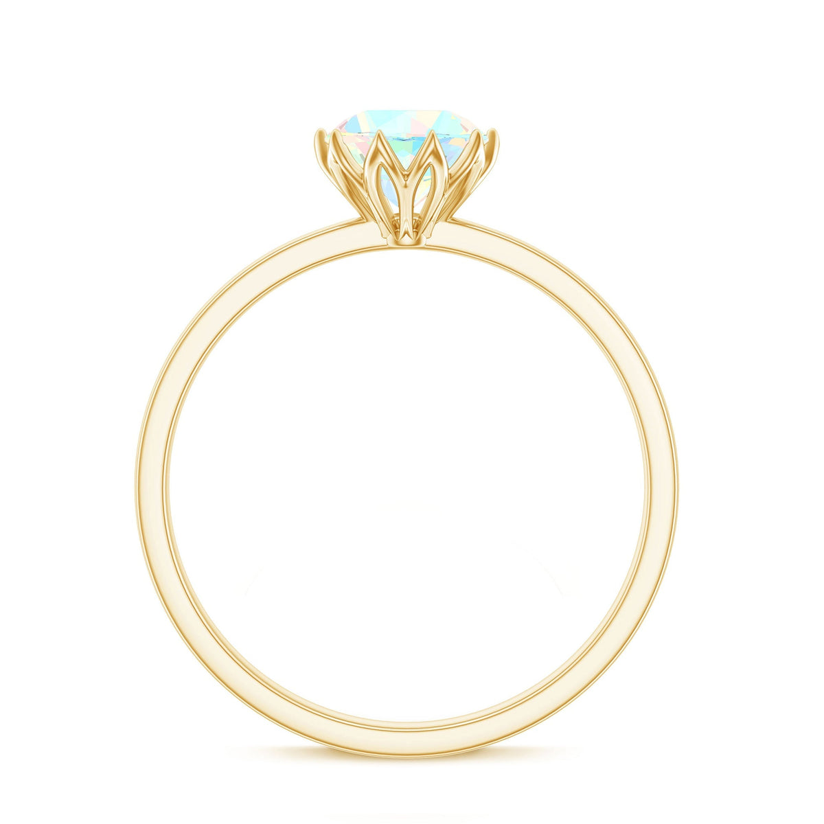 Natural 2 Cart Ethiopian Opal Engagement Ring in Lotus Basket Setting
