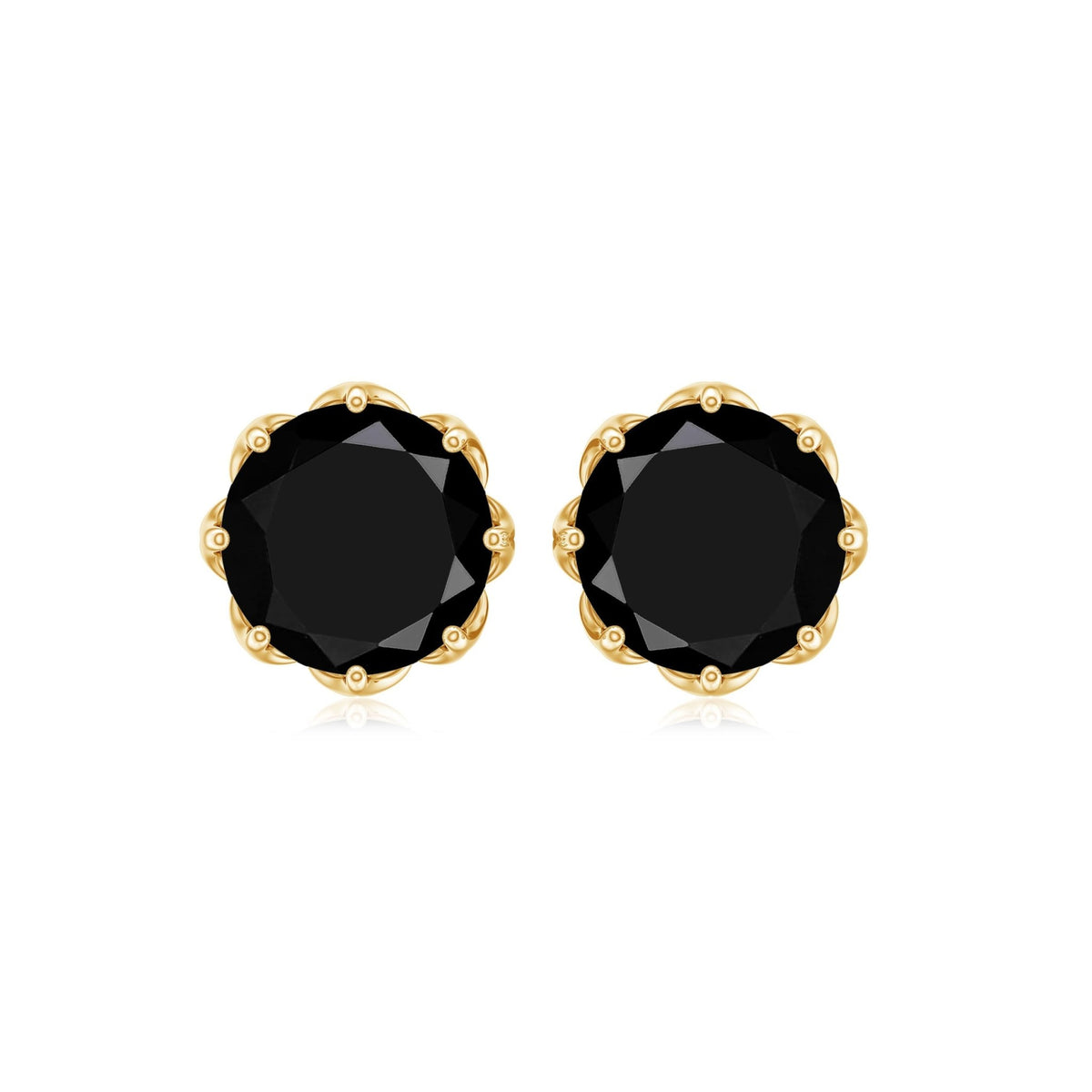 Natural 2.4 Carat Black Onyx Earrings with Screw Back