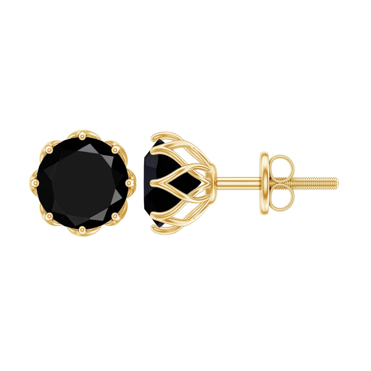 Natural 2.4 Carat Black Onyx Earrings with Screw Back