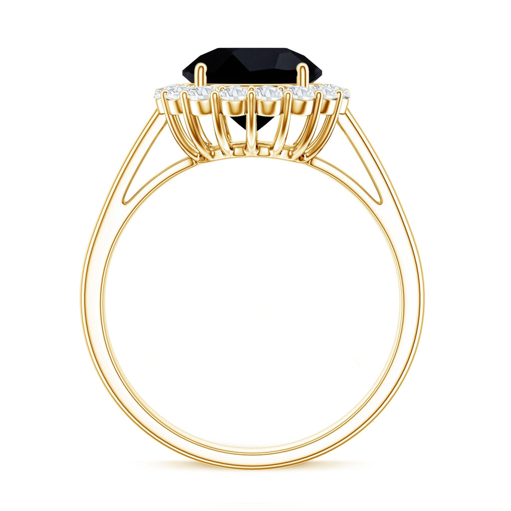 Natural 2.6 Carat Black Spinel Engagement Ring with Diamond Halo