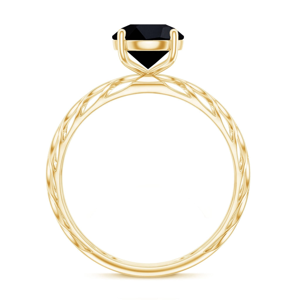 Natural 2.6 Carat Black Spinel Solitaire Engagement Ring for Women