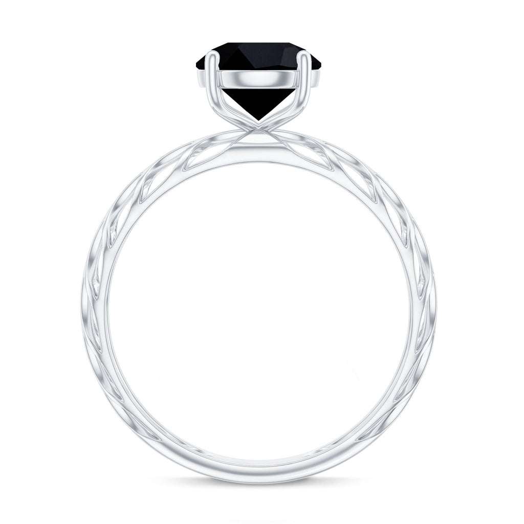 Natural 2.6 Carat Black Spinel Solitaire Engagement Ring for Women