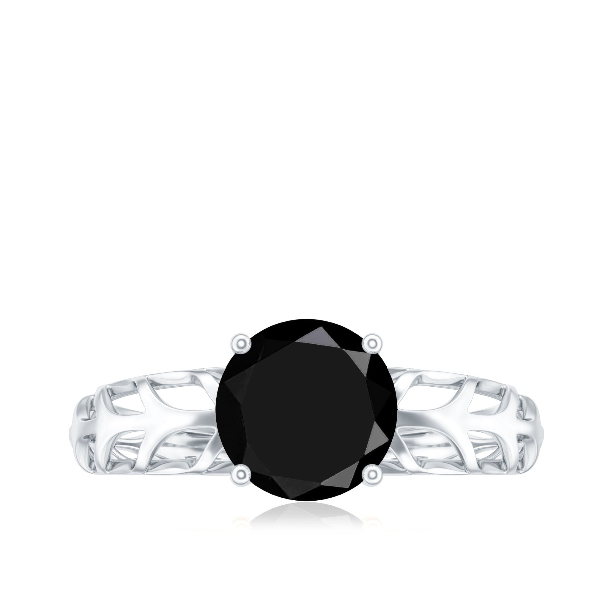 Natural 2.6 Carat Black Spinel Solitaire Engagement Ring for Women