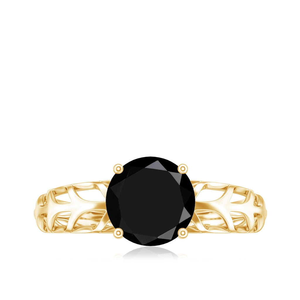 Natural 2.6 Carat Black Spinel Solitaire Engagement Ring for Women