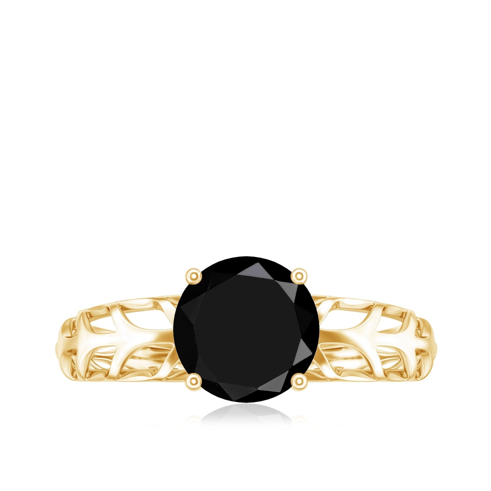 Natural 2.6 Carat Black Spinel Solitaire Engagement Ring for Women