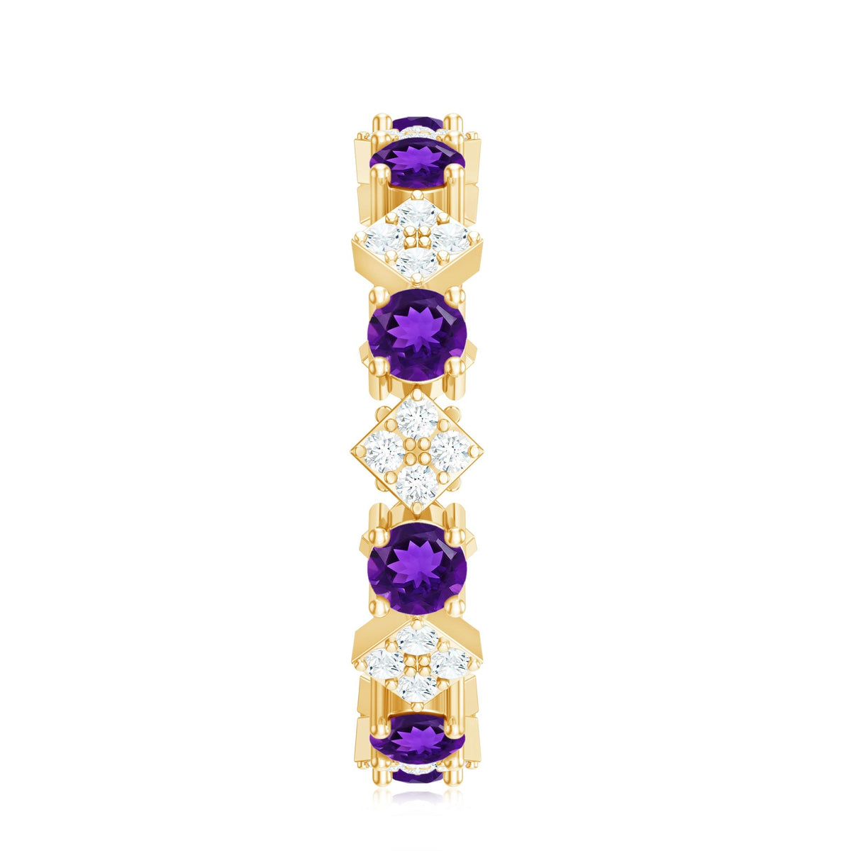 Natural Amethyst Diamond Eternity Ring for Women