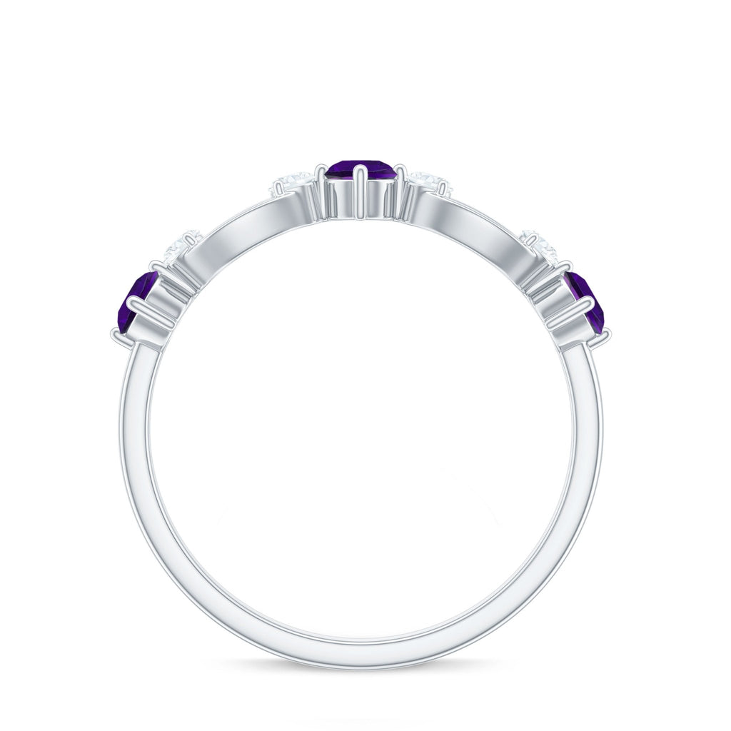 Natural Amethyst Diamond Promise Ring for Women