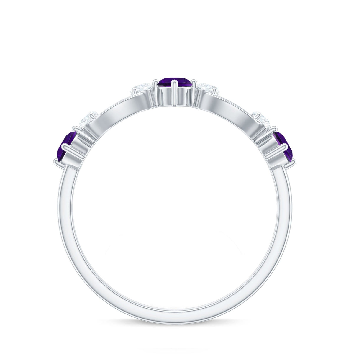 Natural Amethyst Diamond Promise Ring for Women