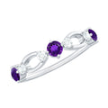 Natural Amethyst Diamond Promise Ring for Women