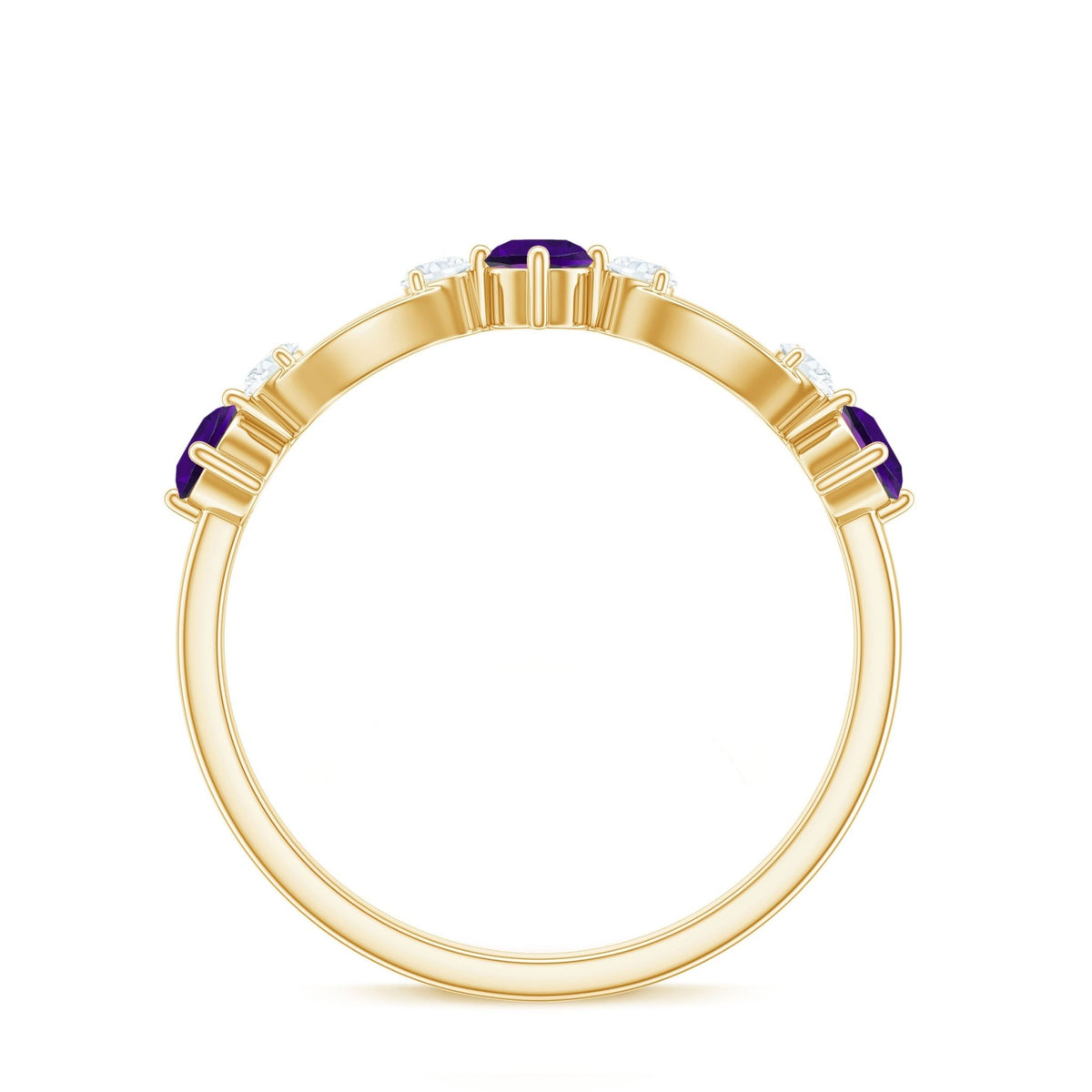 Natural Amethyst Diamond Promise Ring for Women