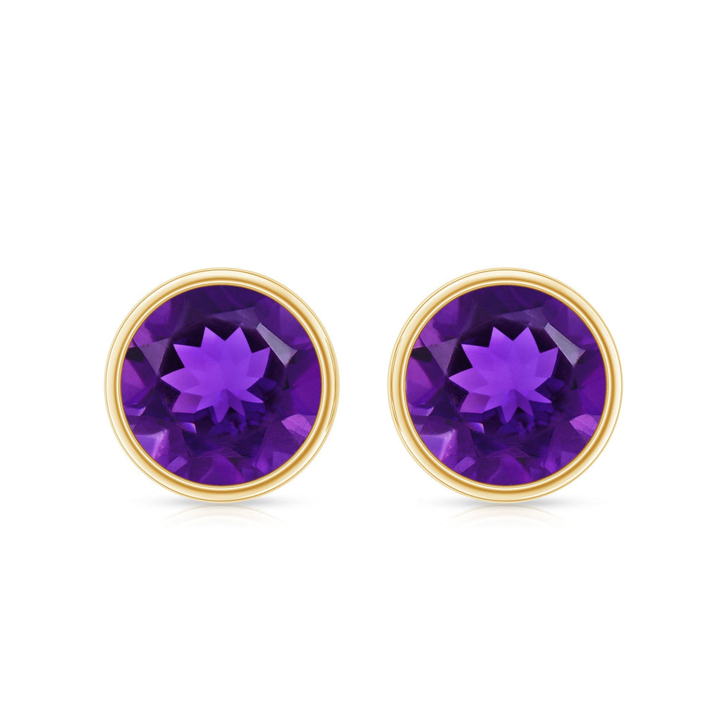 Natural Bezel Set 2.4 Carat Amethyst Stud Earrings