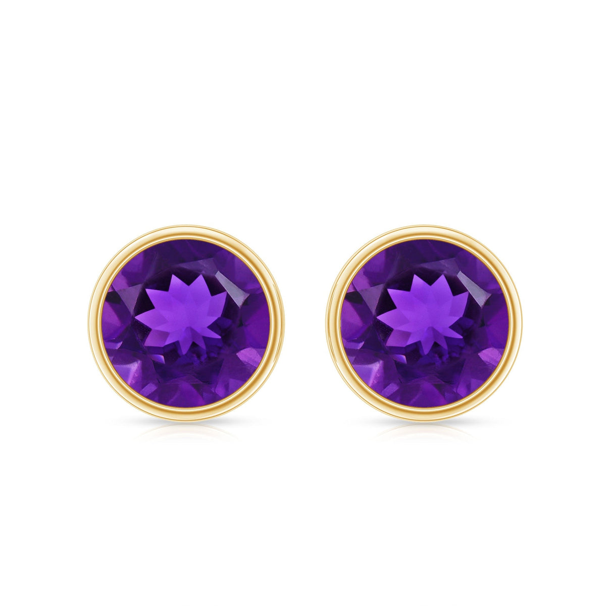 Natural Bezel Set 2.4 Carat Amethyst Stud Earrings