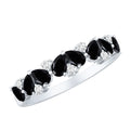 Natural Black Onyx and Diamond Half Eternity Band Ring
