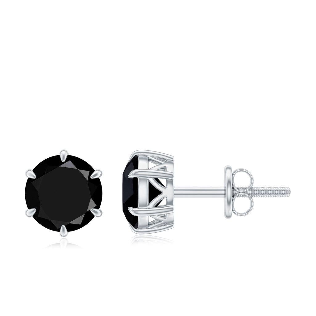 Natural Black Onyx December Birthstone Earrings with Screw Back