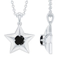 Natural Black Onyx Star Pendant Necklace for Women