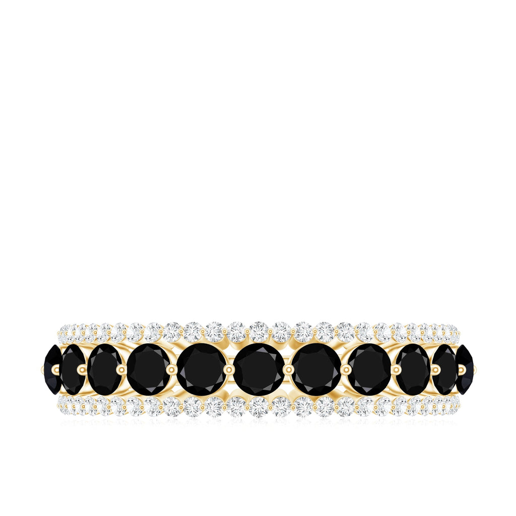 Natural Black Spinel Diamond Half Eternity Ring for Anniversary