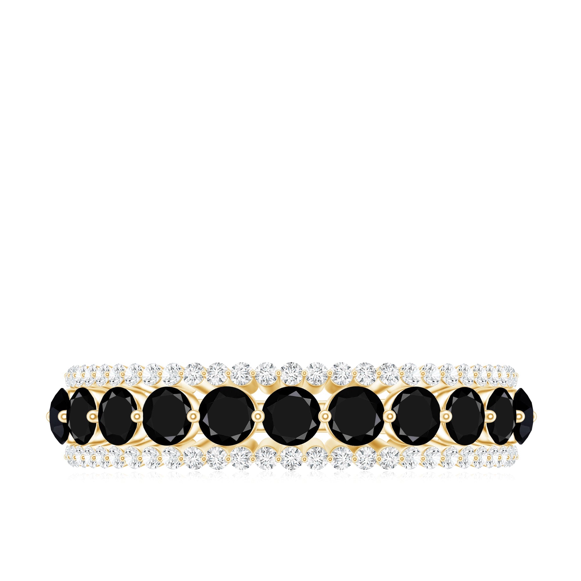 Natural Black Spinel Diamond Half Eternity Ring for Anniversary
