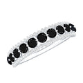Natural Black Spinel Diamond Half Eternity Ring for Anniversary