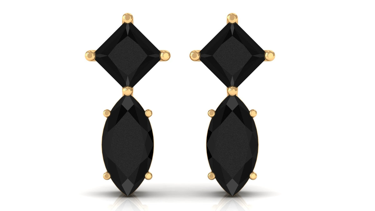 Natural Black Spinel Minimal Stud Earrings