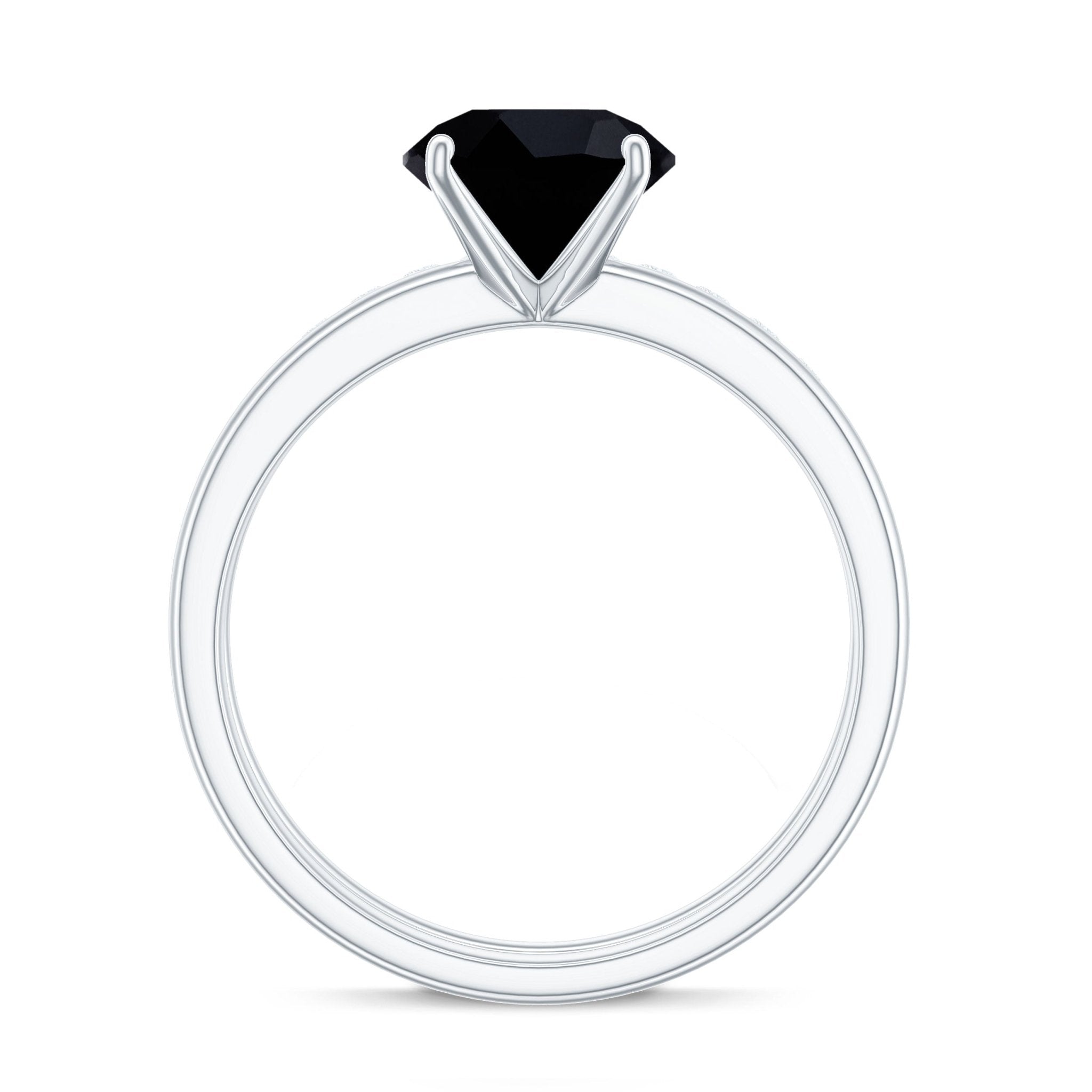 Natural Black Spinel Wedding Engagement Ring Set with Diamond