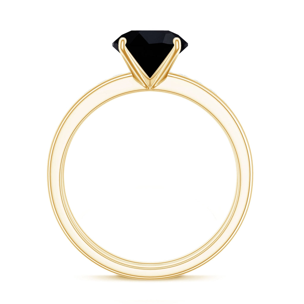 Natural Black Spinel Wedding Engagement Ring Set with Diamond