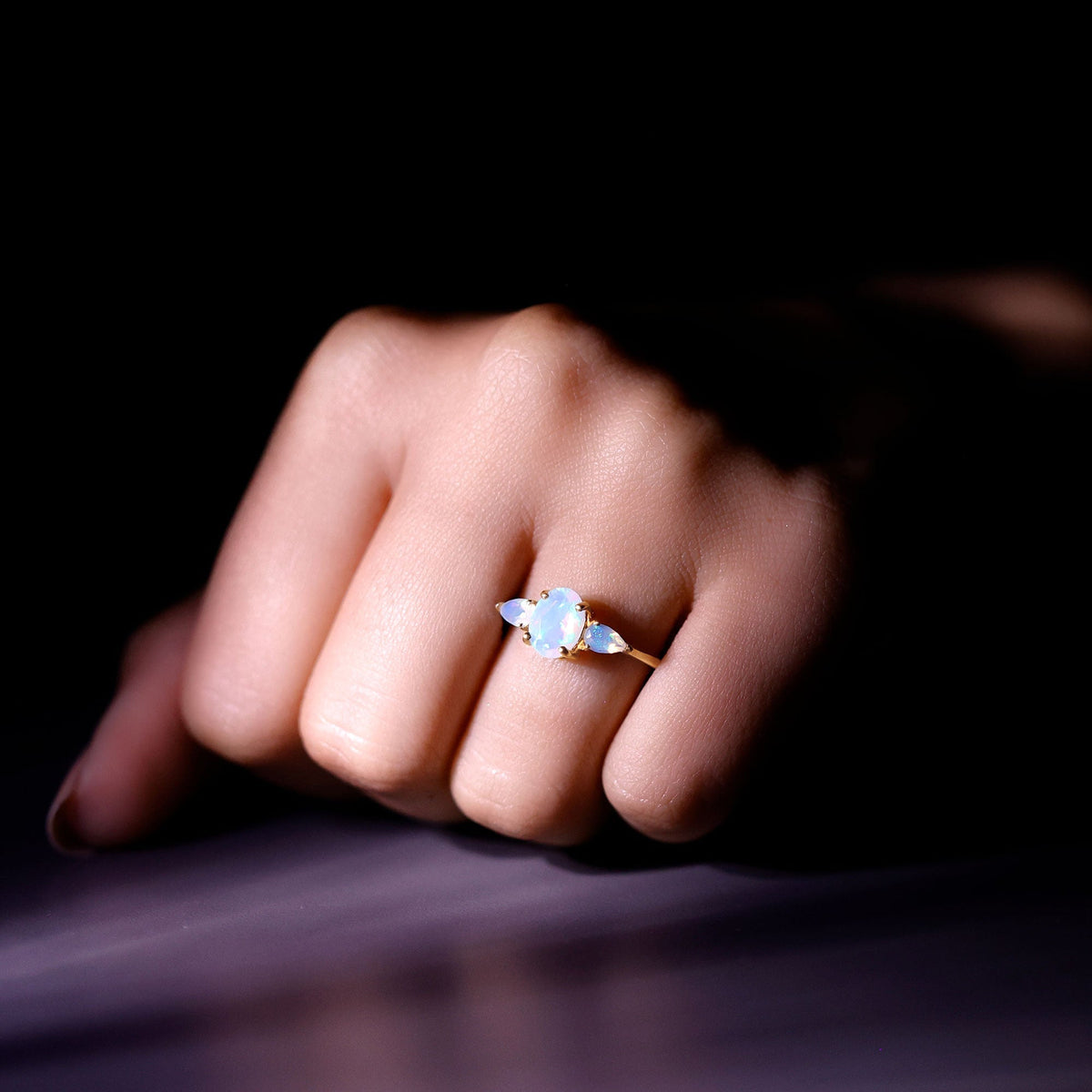 Natural Ethiopian Opal 3 Stone Engagement Ring With Certificate