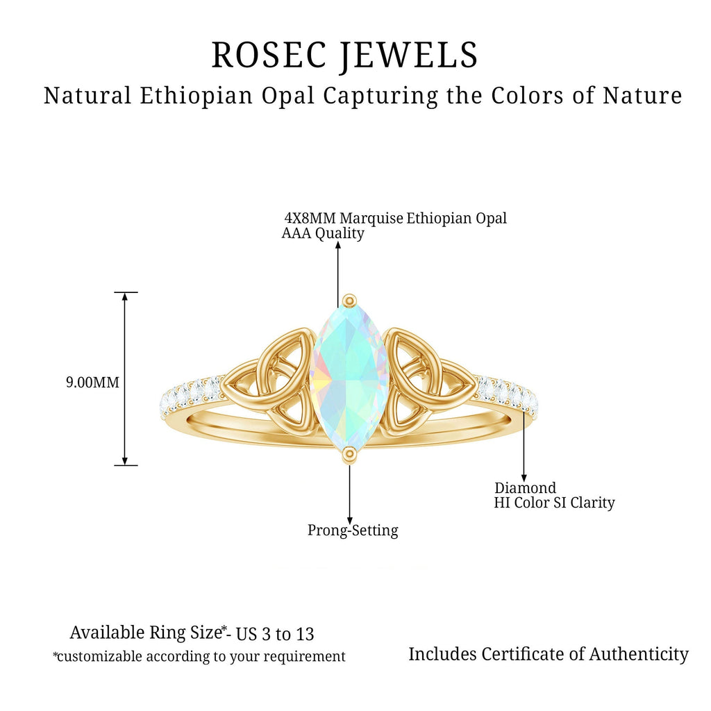 Natural Ethiopian Opal Diamond Engagement Ring with Celtic Knot