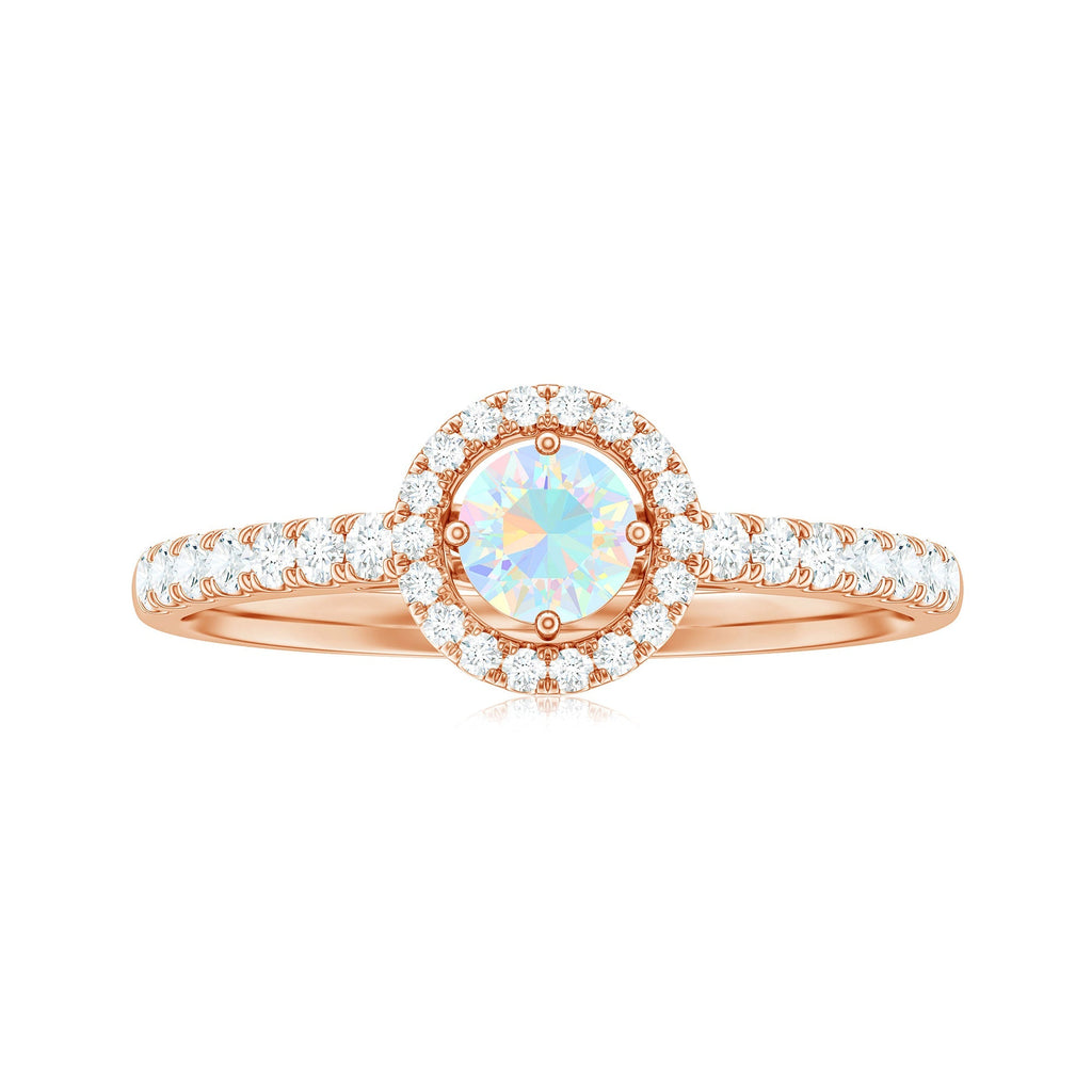 Natural Ethiopian Opal Diamond Engagement Ring with Halo