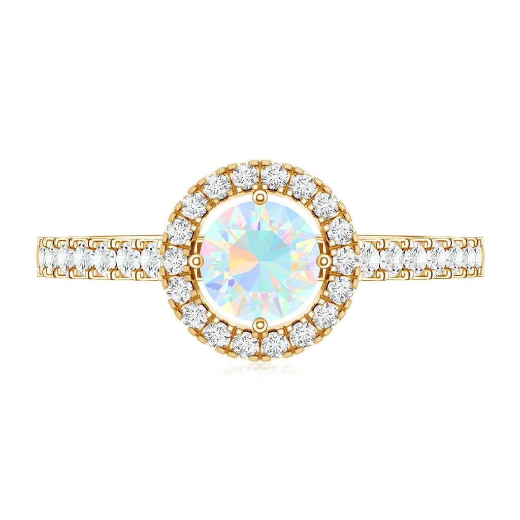 Natural Ethiopian Opal Diamond Engagement Ring with Halo