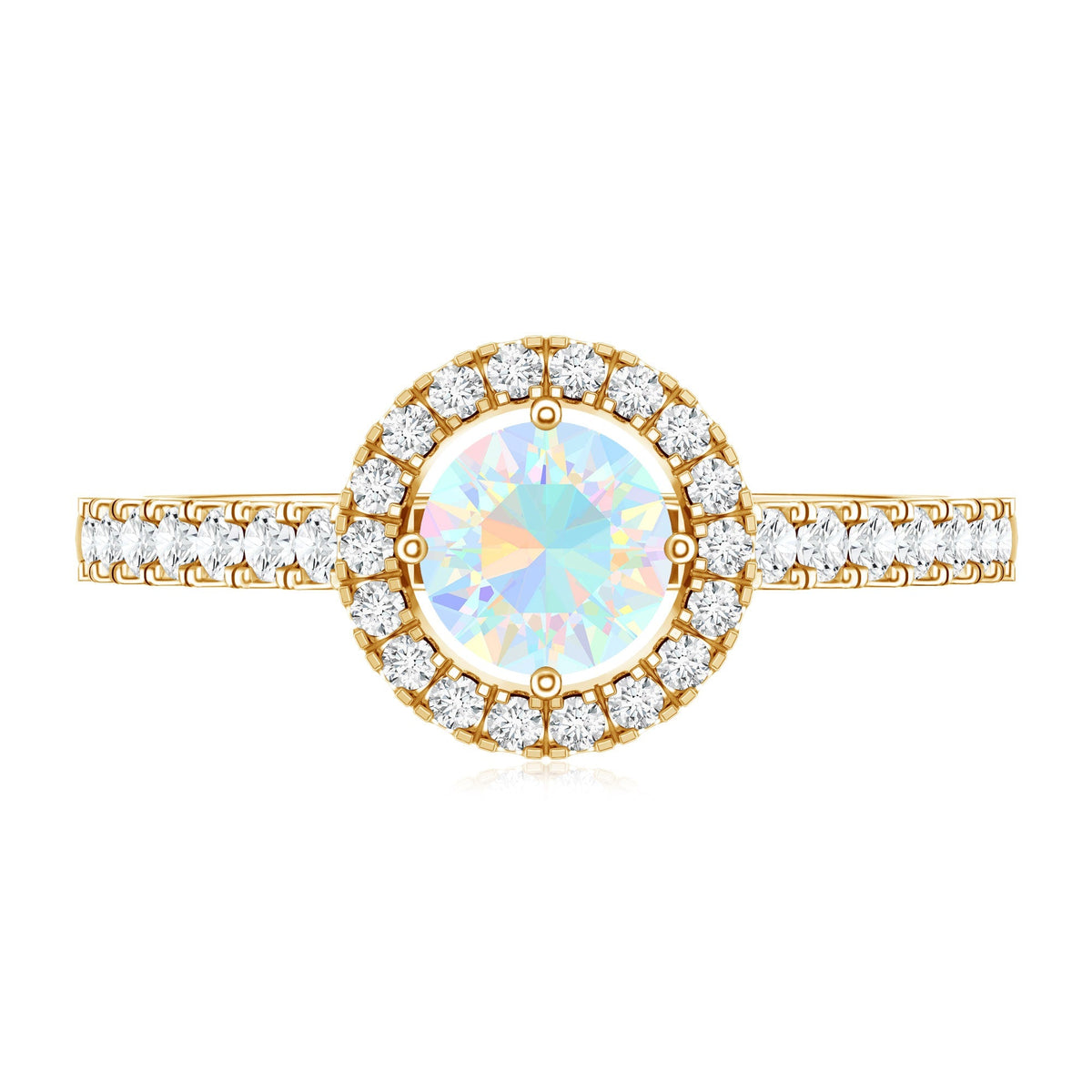Natural Ethiopian Opal Diamond Engagement Ring with Halo