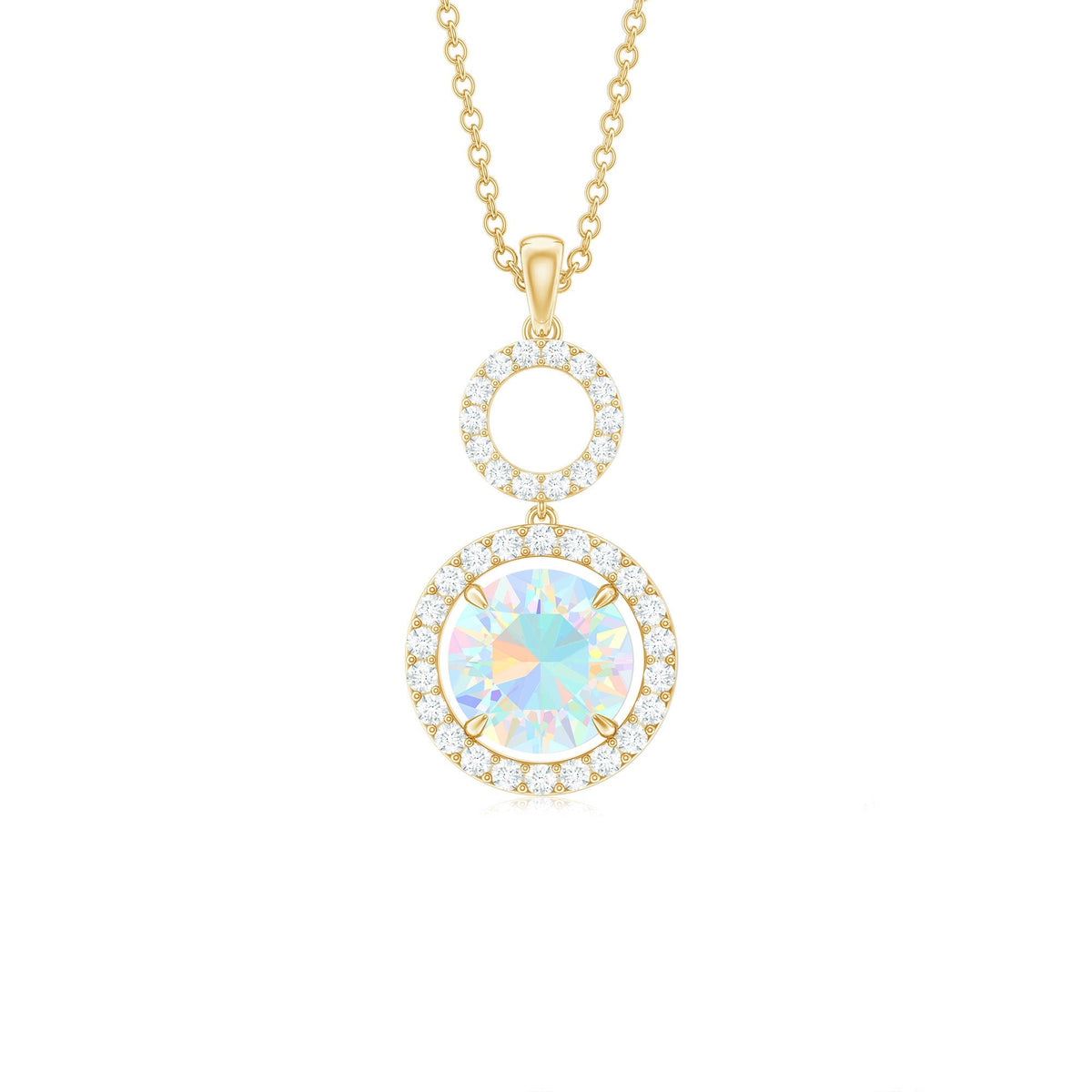 Natural Ethiopian Opal Drop Pendant Necklace with Diamond