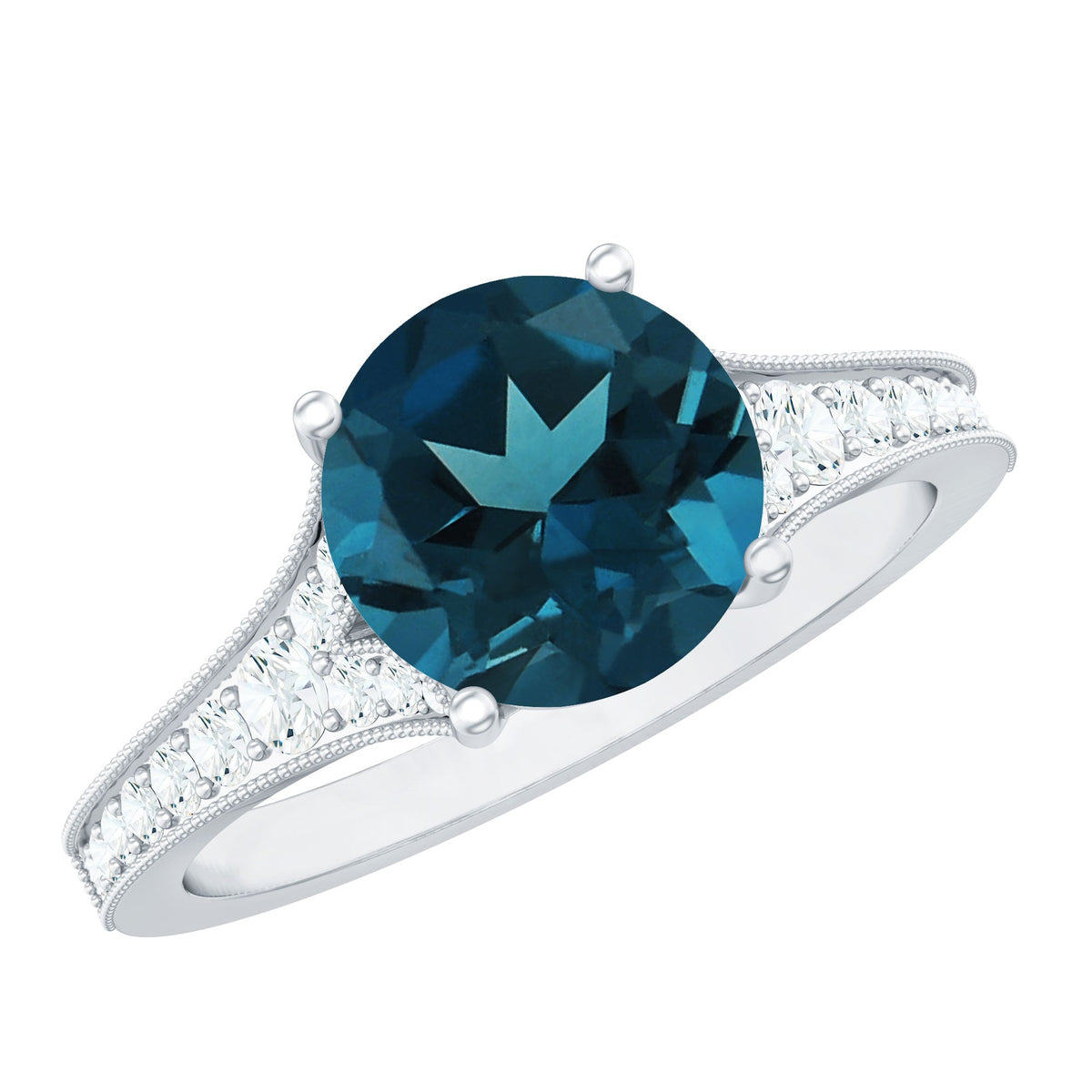 Natural London Blue Topaz and Diamond Engagement Ring