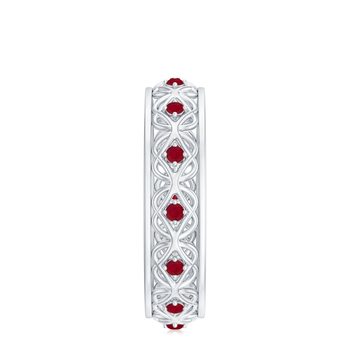 Natural Ruby Celtic Knot Wedding Band for Women