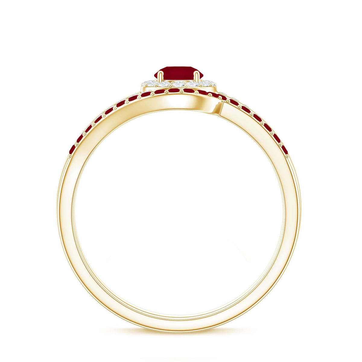Natural Ruby Diamond Wedding Engagement Ring Set for Women