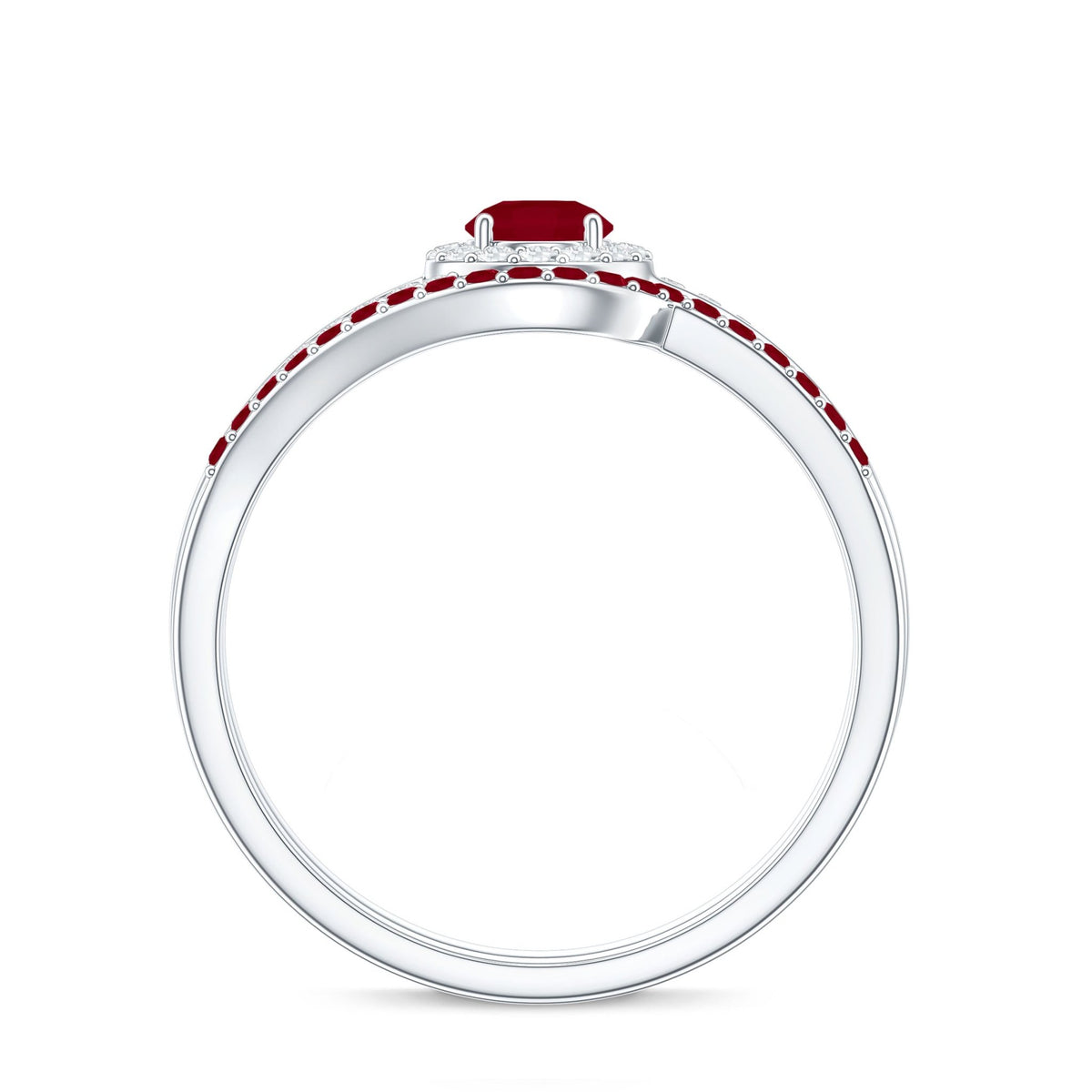 Natural Ruby Diamond Wedding Engagement Ring Set for Women